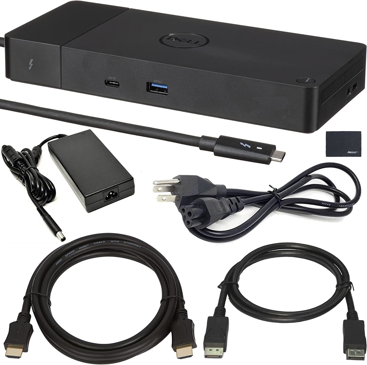 Restored Dell WD19TBS Thunderbolt Docking Station – USB-C, Dual Monitor Support, 130W Power Delivery, HDMI & DisplayPort Cables Included (Refurbished)