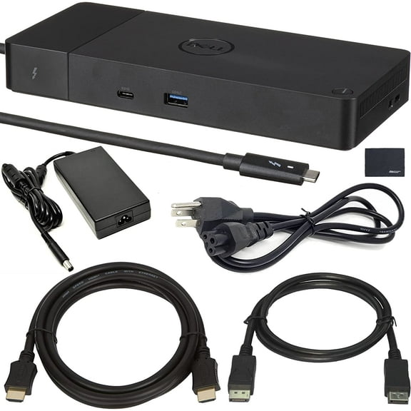 Restored Dell WD19TBS Thunderbolt Docking Station  USB-C, Dual Monitor Support, 130W Power Delivery, HDMI & DisplayPort Cables Included (Refurbished)
