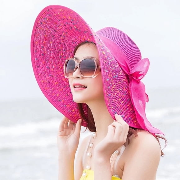 Mareep Women's Sweet Forest Style Straw Sun Hat - Large & Small Clear Brim Sunshade for Sun Protection, Versatile & Eye-catching for Beach Vacations, Summer Outings & New Year's