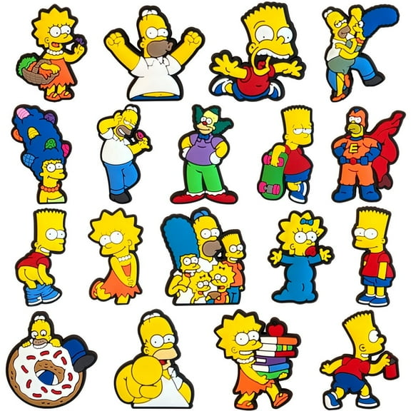 18 PCS The Simpsons Cute Cartoon PVC Shoe Charms for Decoration Unisex