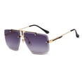 thumbnail image 2 of Metal Frame Sunglasses for Men and Women, Trendy Frameless Trim Square Design with PC Lenses, 140*145*50mm, 2 of 5