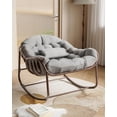thumbnail image 4 of Outdoor Papasan Rocking Chair, Oversized Wicker Lounge Chair with Cushion and Metal Frame, Patio Rattan Egg Rocker for Balcony Backyard Porch Bedroom, Grey, 4 of 7