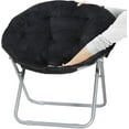 thumbnail image 3 of Faux Fur Chair, Folding Chair Soft Lounge Chair, Portable Moon Chair for Bedroom, Dorm Rooms, Apartments, Lounging, Garden and Courtyard, Black, 3 of 15