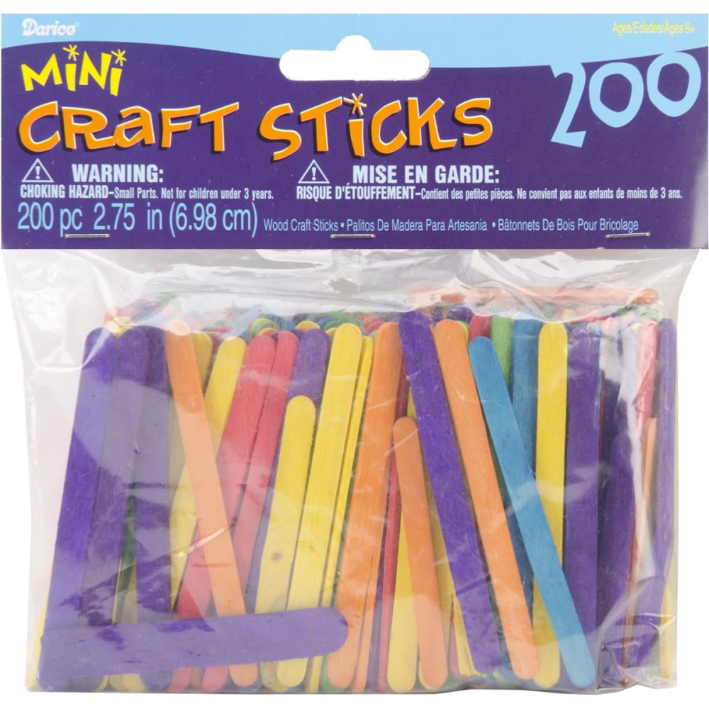 Darice 915088 Wood Mini Craft SticksAssorted Colors3 in. 250Pkg