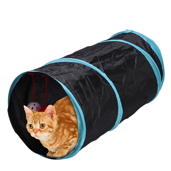 YAHHU Foldable Cat Tunnel Toy with Crinkle Paper, Peephole & Rattle Ball – Collapsible Polyester Tubes for Play & Exercise