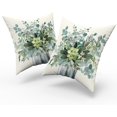 thumbnail image 2 of Spring Leaf Pillow Covers 18×18 Inch Set of 2 Eucalyptus Leaf Watercolor Flowers Decorative Indoor Throw Pillow Covers Cushion Cover for Home Decor Bedroom Living Room Couch Sofa Bed, 2 of 6