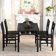 thumbnail image 6 of MOOSENG 5-Piece Dining Table Set with Wine Rack, Wood Kitchen Table and Set of 4 Chairs, Space-Saving Farmhouse Dinette Set for Breakfast Nook, Apartment Black, 6 of 9