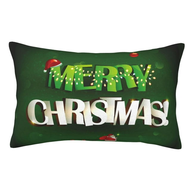 Wukai Merry Christmas Print Plush Throw Pillow Cover, Double-sided Pillow Protector without Pillow Core, with Hidden Zipper, Home Decorations-20"x30"