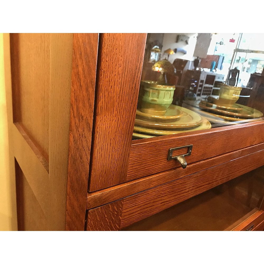 Crafters and Weavers Arts and Crafts 4-Stack Wood Barrister Bookcase in Cherry