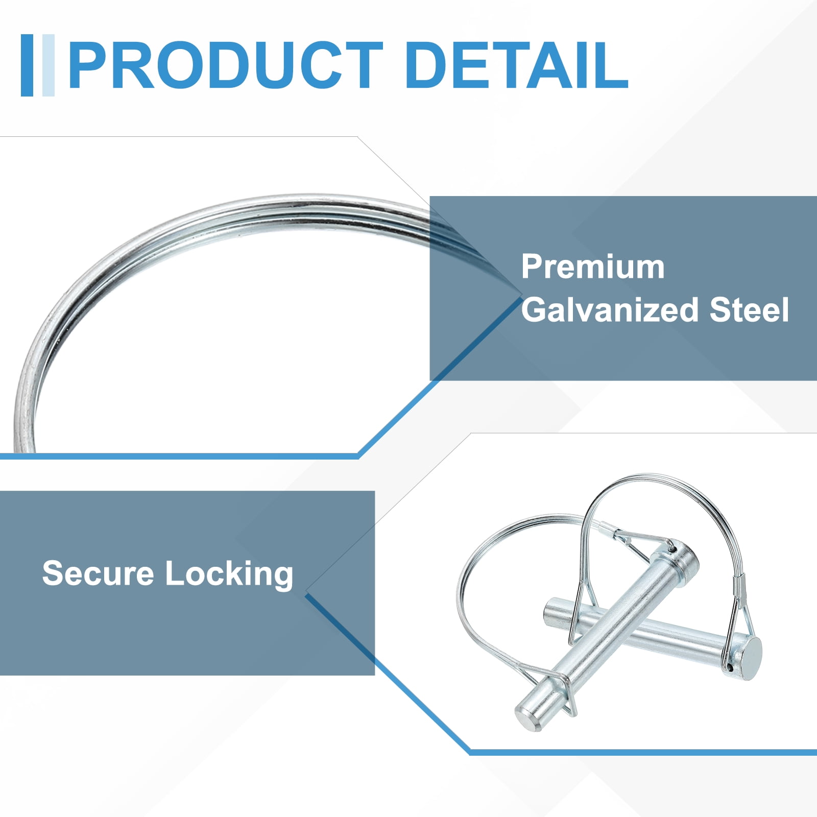 Uxcell 4 Pcs Trailer Coupler Pins, 1/2" x 3.2" Half Round Safety Wire Lock Hitch Pin