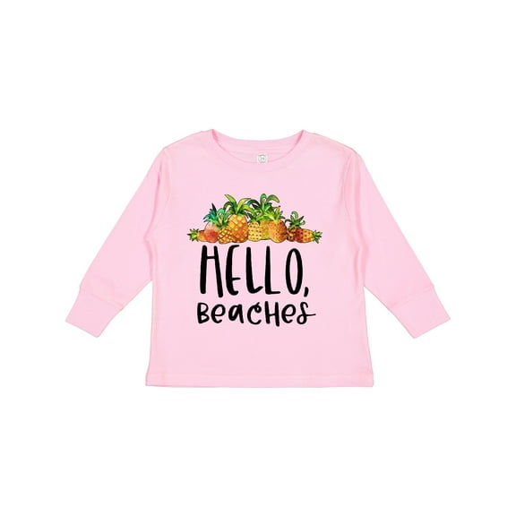 Inktastic Hello, Beaches Group of Pineapples Boys or Girls Long Sleeve Toddler T-Shirt