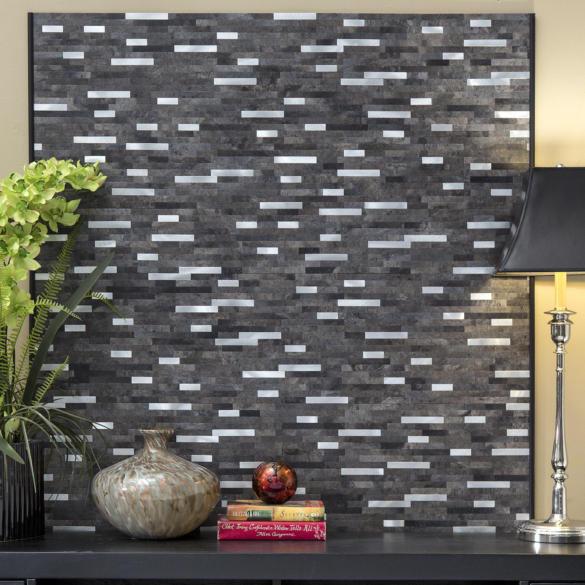 Aspect Collage 12in x 5.8in Peel and Stick Backsplash in Oyster (2pc per pack/5-Pack)