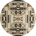 thumbnail image 1 of Ahgly Company Machine Washable Indoor Round Abstract Coffee Brown Area Rugs, 8' Round, 1 of 7