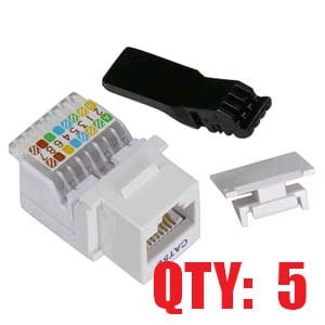 - iMBAPrice White Cat5e Tooless (Tool Less) Keystone Jack for Keystone Wall Plate (Pack of 5)