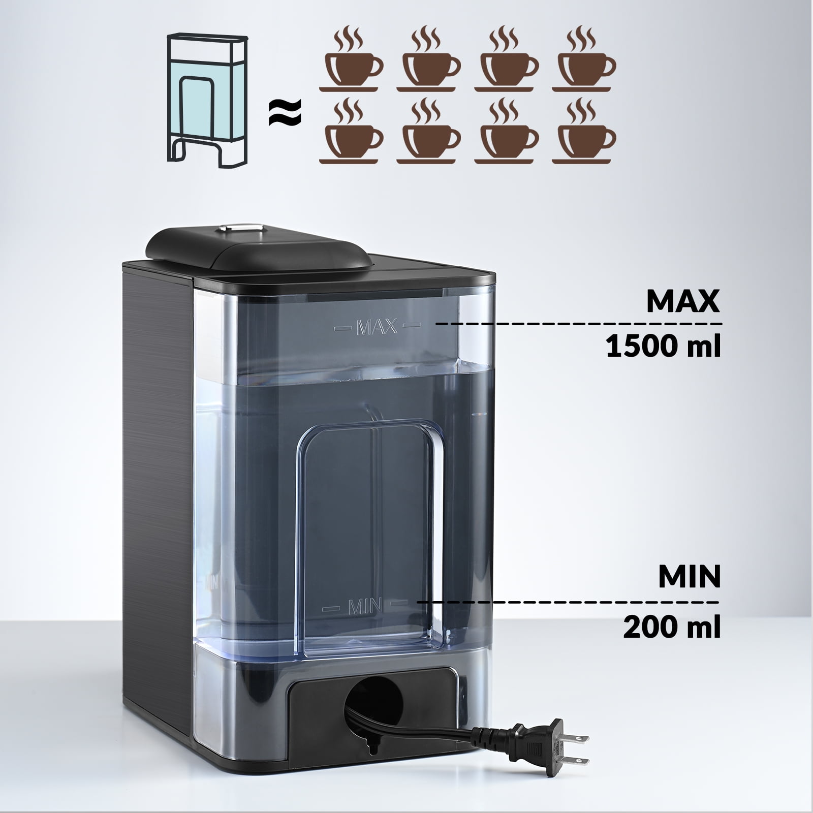 Mecity Coffee Maker 3 in 1 Single Serve Coffee Machine, Compatible with K cup Capsules, Instant Coffee Pot, Tea maker, 6,8,10 Oz Cup, Removable 50 Oz Water Reservoir, 120V 1150W,Metallic Grey
