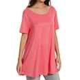 thumbnail image 3 of Womens Short Sleeve Casual Loose Fit Flare Swing Tunic Tops Basic T-Shirt Plus Size, 3 of 6