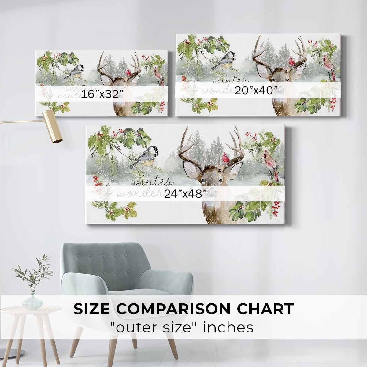 Holiday Deer Collection D- Gallery Wrapped Canvas