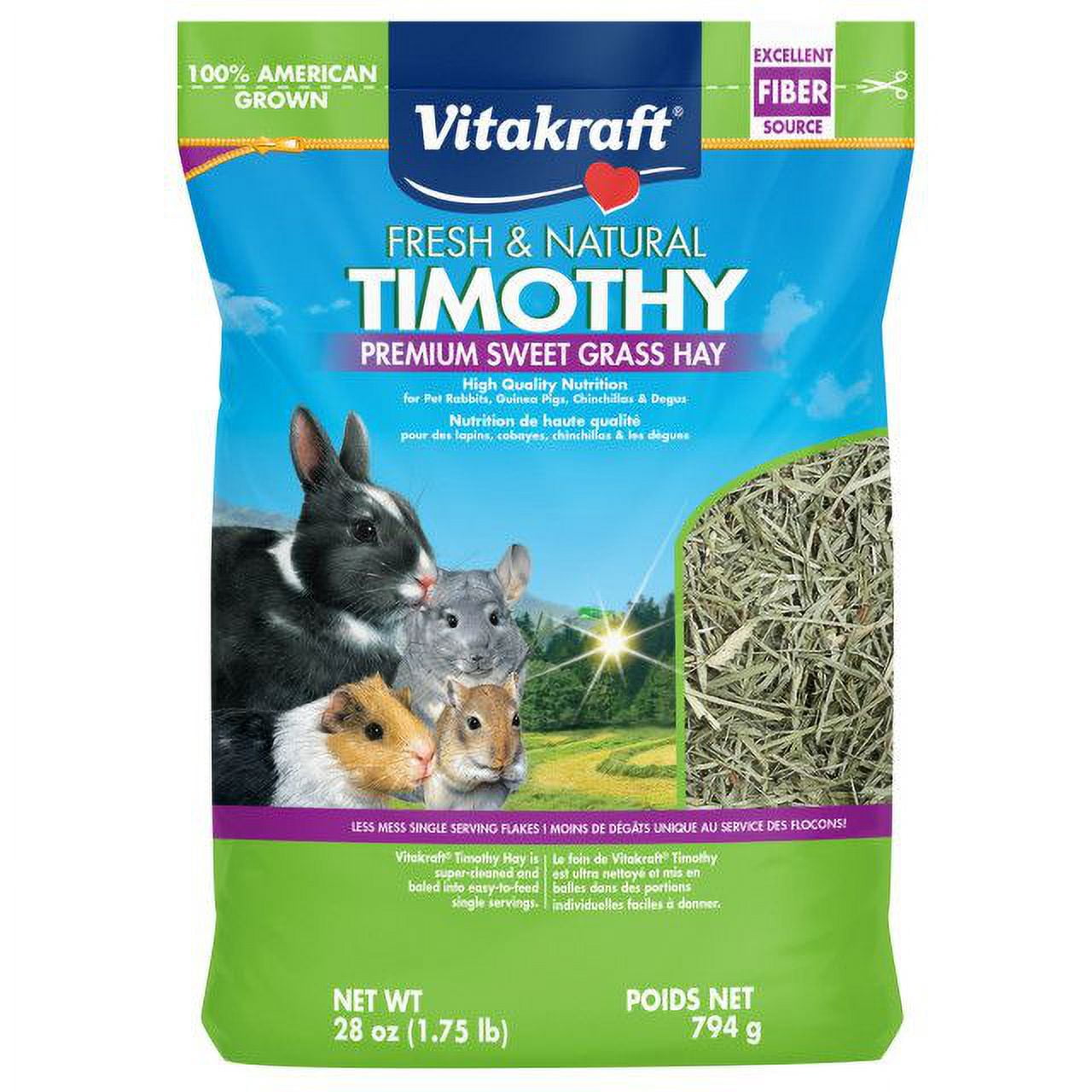 Vitakraft Fresh & Natural Timothy Premium Sweet Grass Hay [Small Pet, Small Pet Treats] 28 oz