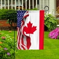 thumbnail image 2 of American Flag Waving Show Canada Flag Canadian American Friendship Proud Root Garden Flag, Double-Sided Decorative Outdoor Flag, Patriotic Polyester Yard Flag 12 x 18 in, 2 of 5
