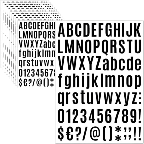 CCOCC 10 Sheets Letter Stickers Alphabet Stickers 1 inch Vinyl Self-Adhesive Number Stickers,Mailbox Numbers Stickers,Cup Labels,Holiday Party Decoration (Black,1 inch)