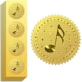 thumbnail image 1 of Gold Foil Stickers Seals Official Embossed Musical Note 2 Inch 100Pcs Self Adhesive Gold Around Embossing Stickers for Concert VIP Invitation Music Ticket Envelope Seals Certificate, 1 of 9