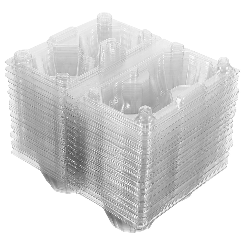 LEORX Worgeous 100pcs Plastic Egg Carton for 2 Eggs Clear Reusable Stackable Egg Storage Container with Lid