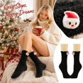 thumbnail image 2 of Kamentoy Women's Christmas Socks Snowman Mid-Calf Socks Women Christmas Crew Socks Thick Fuzzy Plush Socks Soft Warm Winter Sleep Socks, 2 of 6