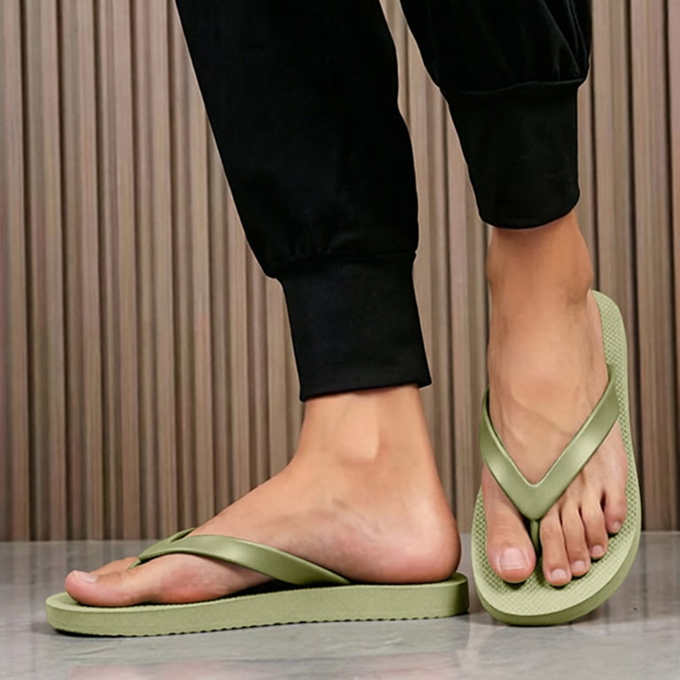 Men\'s Light Green Orthopaedic Foot-bed Flip Flops Fabric Toe Post Beach Sandals Mens Sandals Slides Rubber Flip Shower Slippers Pool Beach  main image 2