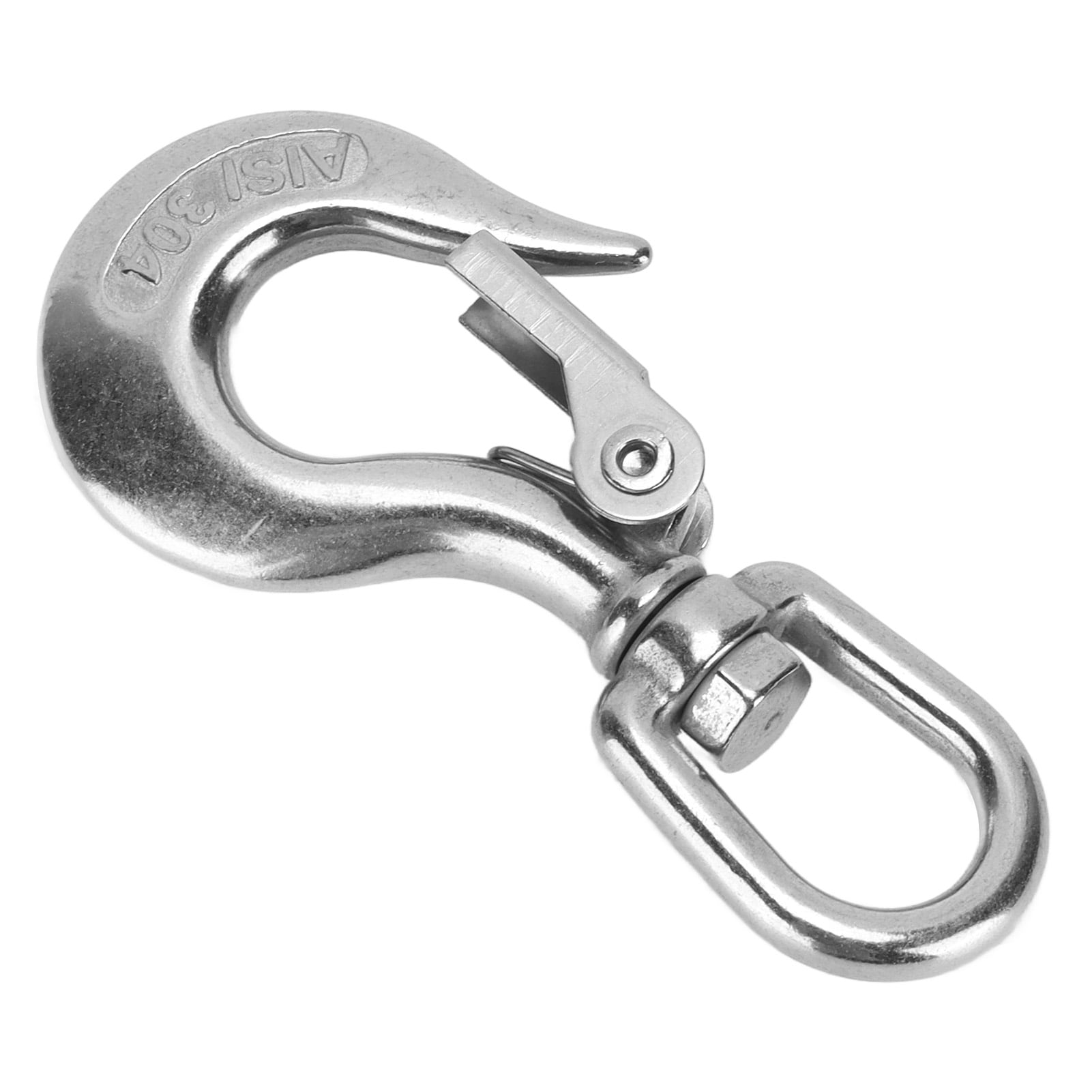 304 Stainless Steel Swivel Lifting Hook Steel Eye Hook with Latch Rigging Accessory, Size: 620KG, Pink