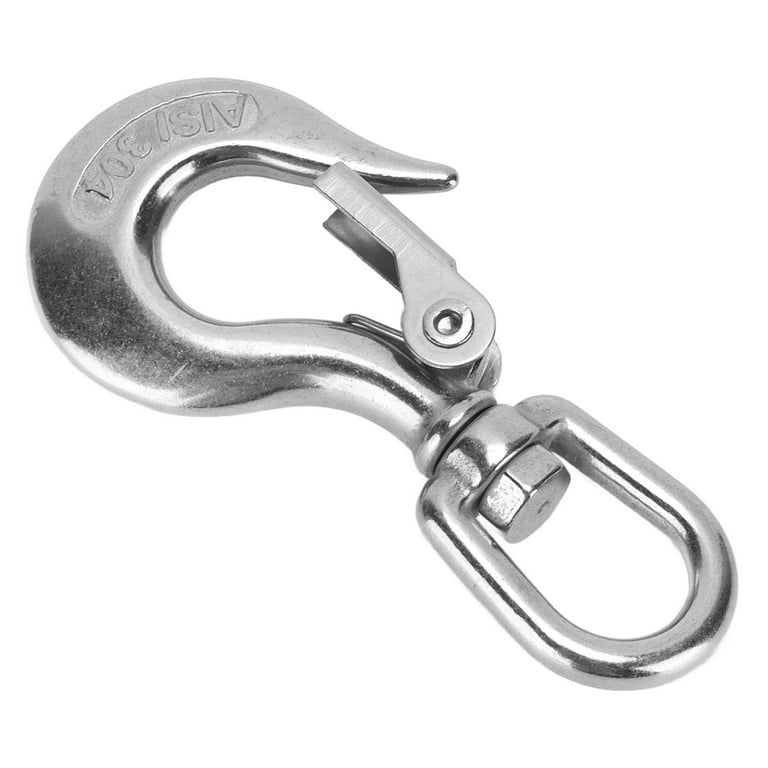 304 Stainless Steel Swivel Eye Lifting Hook American Type Safety Hook Rigging Accessory with Round Eye Working Load 1000 kg 3/8