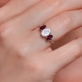 thumbnail image 4 of Gem Stone King 10K White Gold White Moissanite Red Rhodolite Garnet and White Lab Grown Diamond 3 Stone Engagement Ring for Women (2.54 Cttw, Gemstone Birthstone, Available in Size 5, 6, 7, 8, 9), 4 of 5