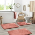 thumbnail image 2 of Set of 3 Clara Clark Bath Mat Bathroom Rug - Absorbent Memory Foam Bath Rugs - Non-Slip, Thick, Cozy Velvet Feel Microfiber Bathrug - Misty Rose - Large 20"x32" - Small 17"x24" - Contour 24"x20", 2 of 6