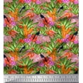 thumbnail image 1 of Soimoi Crepe Silk Fabric Floral,Toucan & Flamingo Bird Print Sewing Fabric Yard 42 Inch Wide, 1 of 1