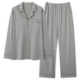 thumbnail image 1 of Enjoytime Womens Pajamas Solid Color Long Sleeve Tops Pants Loungewear Button Down Two Piece Sleepwear Loose Plus Size Winter Outfits, 1 of 2