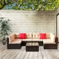 thumbnail image 5 of Patio Furniture Set Pe Rattan Sectional Garden Furniture Corner Sofa Set (7 Pieces, Shallow Browncushion), 5 of 9