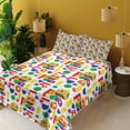 thumbnail image 2 of Ambesonne Emoji Pride Fitted & Top Sheet Set with Shams, Colorful Letters Proud, White Multicolor, 2 of 5