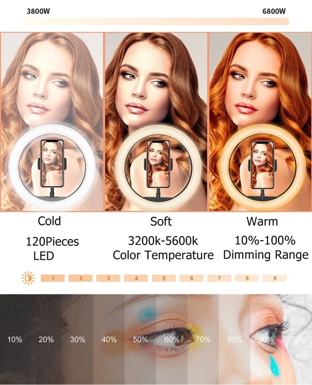 10-inch USB Ring Light for Desk or Table 3 Light Modes with Flexible Smartphone Stand  Streaming  YouTube Makeup TutorialsTikTok or Selfies Black