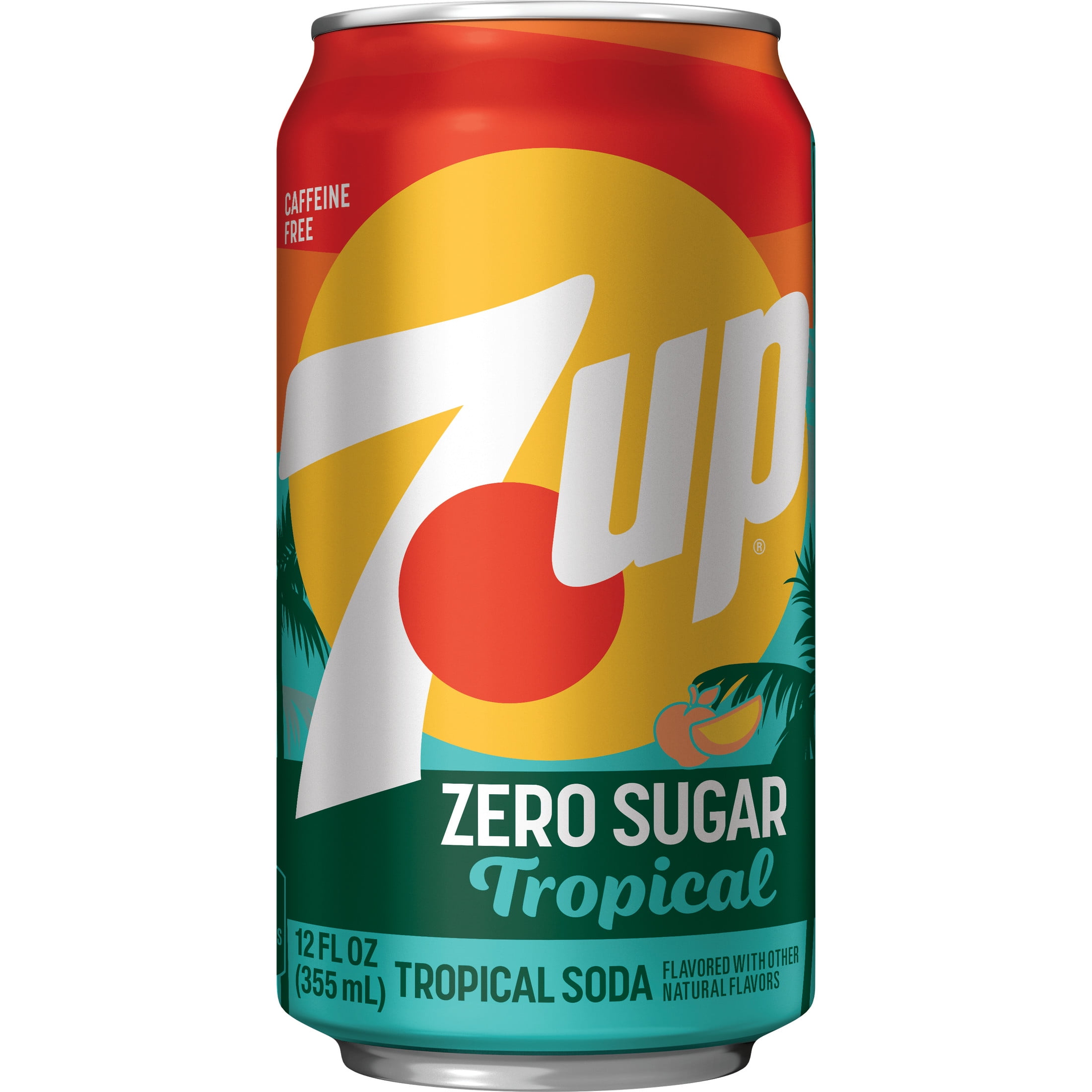 7UP Tropical Zero Sugar Caffeine Free Lemon Lime Mango Peach Soda Pop, 12 fl oz, 12 Pack Cans
