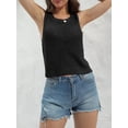thumbnail image 2 of WomenRound Neck Crochet Hollow Out Sleeveless Casual Crop Knit Sweater Tank Tops, 2 of 5