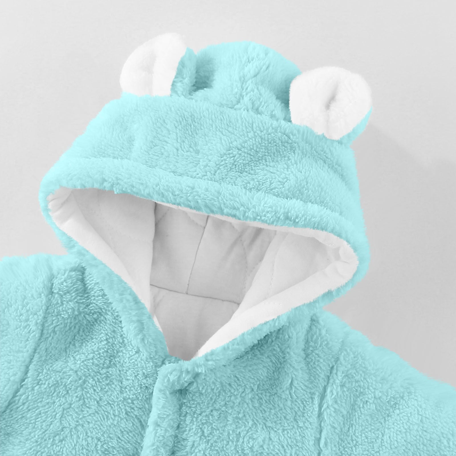 FAIOROI Kids Girl Bear Onesie Winter - Green Footed Kids Jumpsuit with Front Zipper, Quilted Lining, Plush Ears, Warm for 0-12M Daily Wear/Photo Shoots,Size 1 T