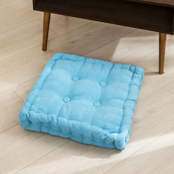 LYCAQL Floor Pillow, Square Floor Seating Pillow Cushion, Meditation Yoga Seat Kneeling Pillows Cushions Mat Pad, Solid Thick Tufted for Living Room, Balcony, Outdoor, 16x16 Inch (Blue)