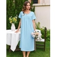 thumbnail image 5 of Ekouaer Cotton Nightgowns for Women Long Night Gown Short Sleeve Sleepdress Victorian Sleepwear Nightdress with Pockets, 5 of 6