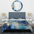 thumbnail image 3 of Designart "Luxury Blue and Gold Abstract Fluid Art II" Fractals Bedding Covert Set - Abstract Blue Modern Bed Set With 1 Sham, 3 of 6