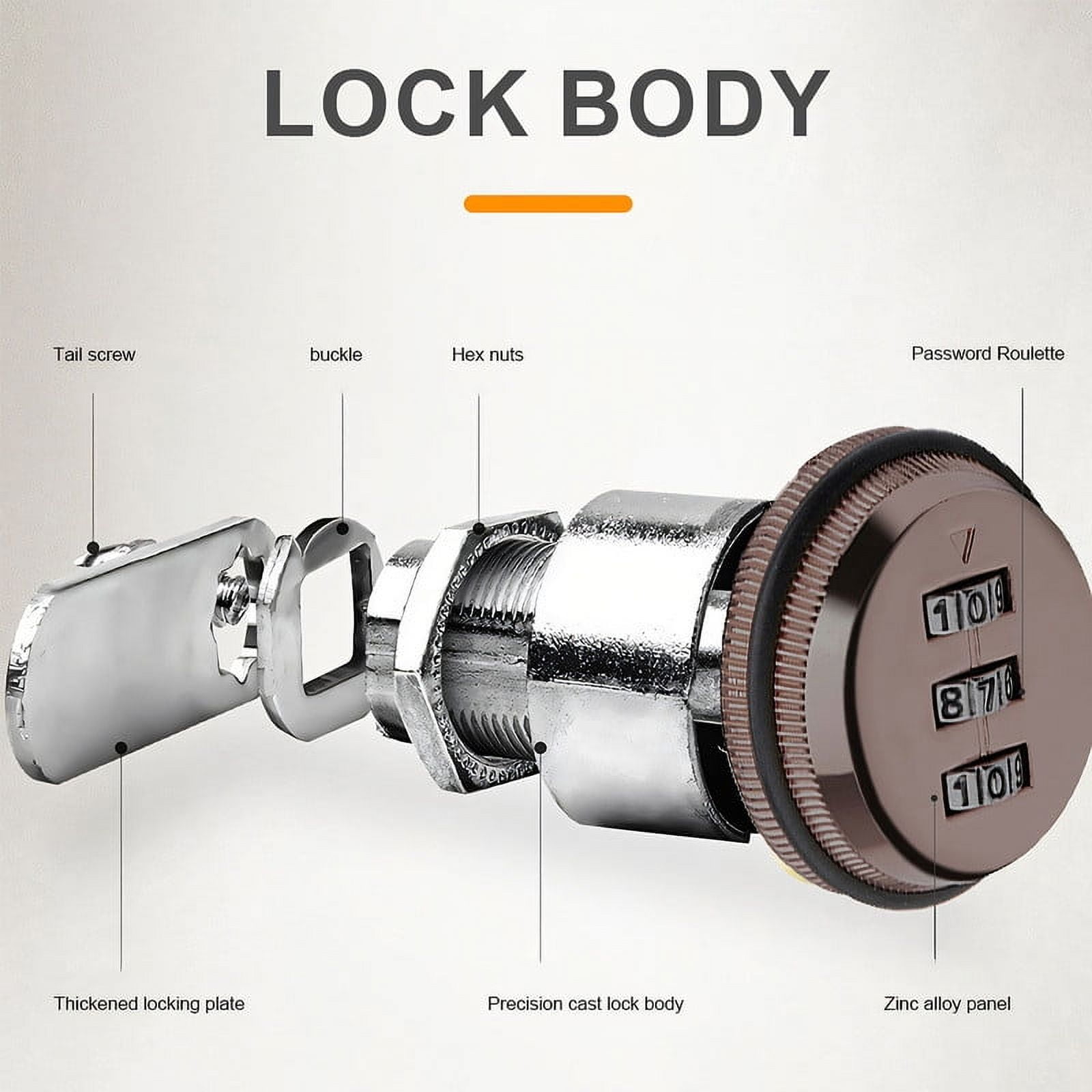 LNJBABAO 3 Pcs Security 3-Dial Combination Cabinet Lock for Door Cupboard
