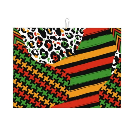 

WARHOOME Dish Drying Mat for Kitchen Counter African Elements Illustration Microfiber Pad Mats for Dishes Pads 18 x 24 inches