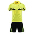 thumbnail image 4 of Sinleey Men's Soccer Referee Jersey Outfits Short Sleeve Pro Referee Shirts with Shorts Set Football Yellow XL, 4 of 6