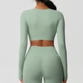 thumbnail image 6 of Timegard Yoga Tops for Women Skinny Stretch Round Neck Long Sleeve Cropped Workout Gym Tops Solid Color, 6 of 6