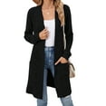 thumbnail image 3 of Women'S Fall Fashion Light-Weight Soft Knit Cardigan Long Sleeve Open Front Coat with Pockets Black XL, 3 of 9