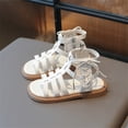 thumbnail image 5 of Otqutp Holiday Toddler Girls Footwear Girls Summer Solid Color Fashion Roman Shoes Sandals Vintage Sandal Boots for 4 to 12 Years, 5 of 9