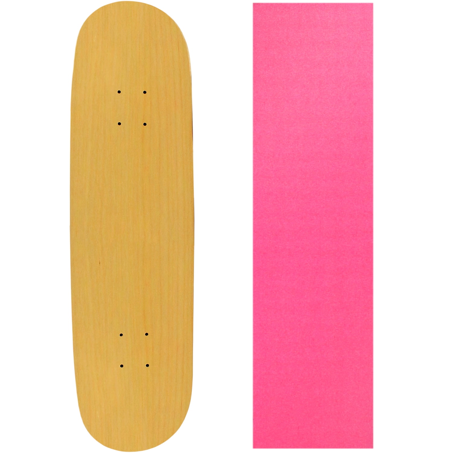 Skateboard Deck Pro 7Ply Canadian Maple NATURAL With Griptape 7.5" 8